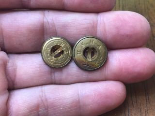 Two United States Military Academy U.  S.  M.  A.  Brass Shirt Uniform Buttons