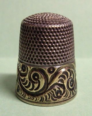 Vintage Antique 925 Sterling Silver,  Gold Band Simons Brothers Bros.  Thimble