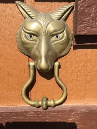 Wolf Head Door Knocker Brass Heavy Solid Estate Item
