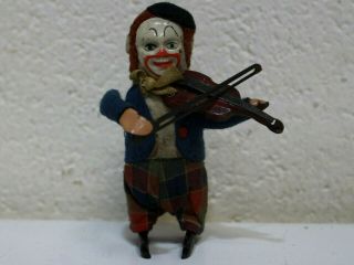Vintage Schuco Solisto Wind Up Clown Playing Violin Tin Litho German 1930 ' s - 226 2