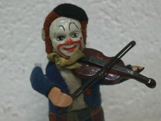 Vintage Schuco Solisto Wind Up Clown Playing Violin Tin Litho German 1930 ' s - 226 3