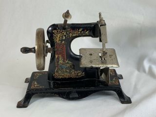 Vintage Hand Crank Painted Toy Sewing Machine German Eagle 2