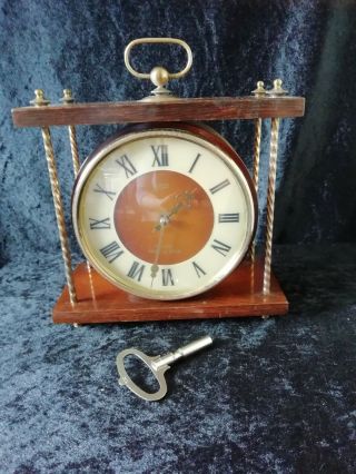 Rare Vintage Vega Mantle Clock Made In Ussr 11 Jewels Clockwork Well