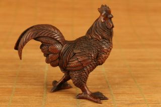 Rare Chinese Old Boxwood Hand Carved Cock Statue Netsuke