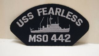 2 Us Navy Uss Fearless Mso 442 Patches Patch Ship Boat Military