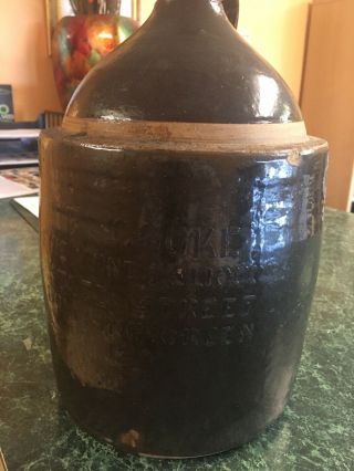 Old Vintage Brown Stoneware Jug Crock Advertising Bowling Green,  KY.  1 gallon 2