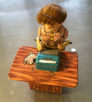 VTG Miss Busy Bee The Typist Wind Up Doll Type Writer Secretary Student 2