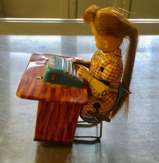 VTG Miss Busy Bee The Typist Wind Up Doll Type Writer Secretary Student 3