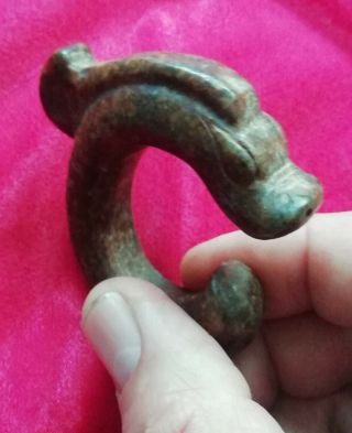 Exquisite Chinese Old Jade Hand Carved Stone tenglong Lucky Pendant 3