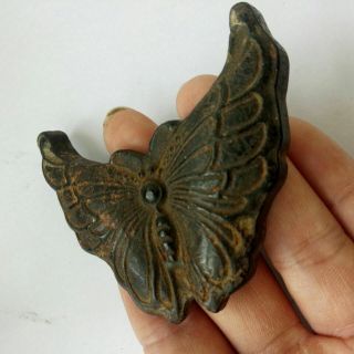 Chinese jade,  Hongshan culture,  hand - carved,  black magnet,  Butterflies,  pendant 2