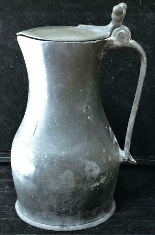 Antique Jersey Channel Islands Pewter Lidded Baluster Measure,  C.  1740