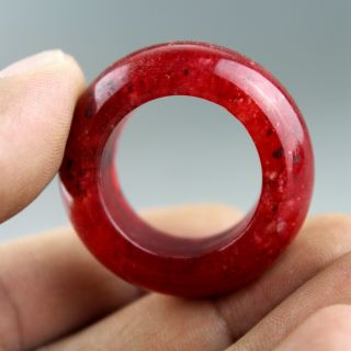 22 Mm,  Exquisite China Blood Red Jade Chinese Carved Jade Thumb Ring Banzhi 0324