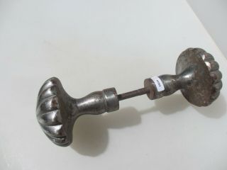Large Vintage Iron Door Knobs Handles Pull French Ribbed 3