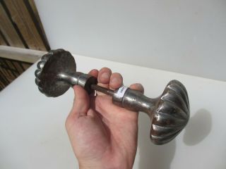 Large Vintage Iron Door Knobs Handles Pull French Ribbed 6