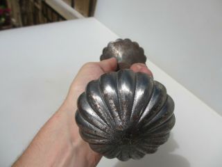 Large Vintage Iron Door Knobs Handles Pull French Ribbed 7