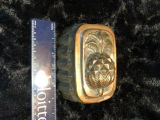 Antique Copper Rectangular Pineapple Mold,  5.  5 " X 3.  75 " X 4 ",  Unmarked