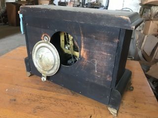 1907 Wm Gilbert Clock Co Mantle Winsted CT W Key ‘G’ Antique Shelf Chimes 4