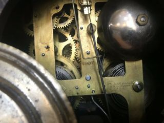 1907 Wm Gilbert Clock Co Mantle Winsted CT W Key ‘G’ Antique Shelf Chimes 5