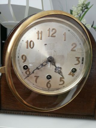 German Napoleon Hat Westminster Chimes Vintage Mantel Clock Circa 1940 ' s 2