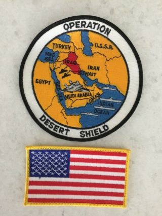 Operation Desert Shield And American Flag Patches