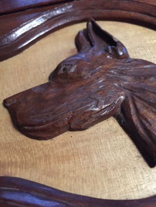 Vintage Art Deco Hand Carved Solid Wood Dog Plaque Wooden Doberman Great Dane 5