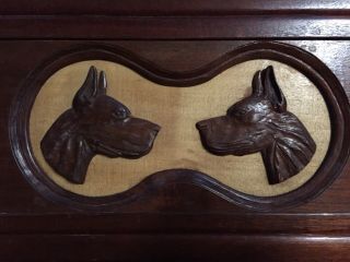 Vintage Art Deco Hand Carved Solid Wood Dog Plaque Wooden Doberman Great Dane 8