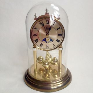 Hermle Moonphase Anniversary Mantle Clock Rare German 80s Vintage Retro