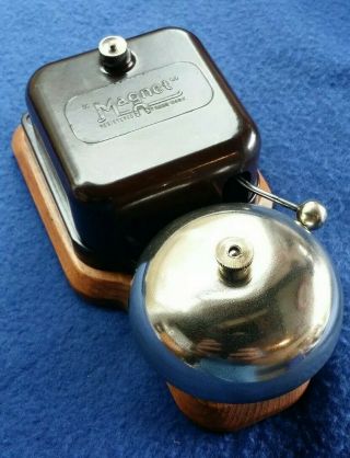 Vintage Antique Magnet Gec Electric Bakelite Nickel Door Alarm Butler Bell