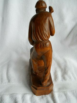 Vintage Wood Carving Blacksmith with anvil signed Canadian Artist Caron 8