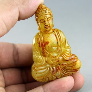 2.  4  China Old Jade Chinese Hand - Carved Buddha Statue Jade Pendant 0438
