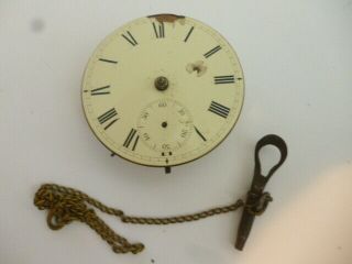 Antique Fusee (key Wind) Pocket Watch Movement W/key (cooperstown N.  Y. ) Parts