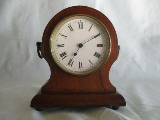 Small Antique French Mantel Clock Solid Mahogany Needs Tlc