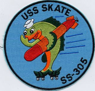 Uss Skate Ss 305 - Fish With Torpedo Thumbing Nose - Submarine Patch - Cat B774