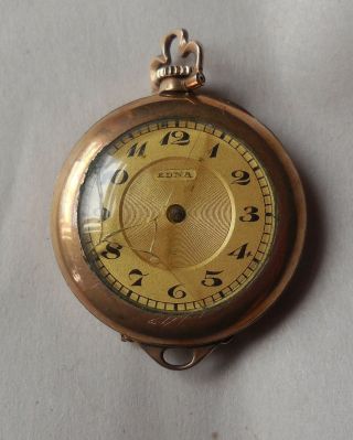Antique Edna Wadsworth Watch Co Paskar Miniature Gold Filled Pocket Watch