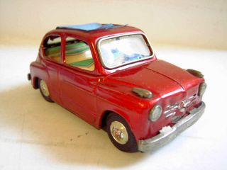 1960,  S Bandai Fiat 600 Tin Friction Toy Car