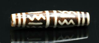 Antique Pumtek Thunder Rings Etched petrified wood SE Asia Tribal Chin Bead RARE 2