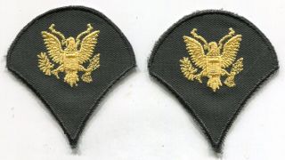 Vintage Vietnam Era United States Army Spec 4 Rank Sp4 Od Patches Pair Cut Edge