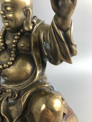 Tibet Brass cloisonne Maitreya Buddha Ride on Elephant Statue - 1110 6