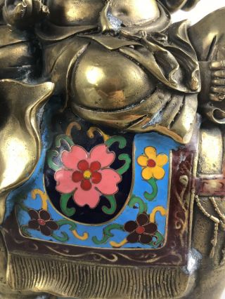 Tibet Brass cloisonne Maitreya Buddha Ride on Elephant Statue - 1110 8
