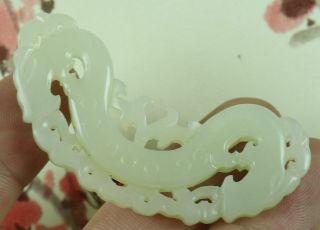 Certified Finely Chinese Qing Dy Old Nephrite Jade Carved Dragons Pendant C1325