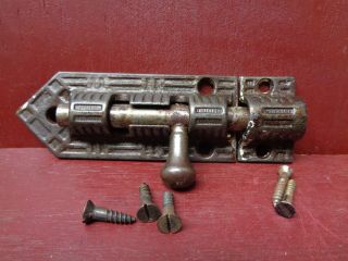 Vintage Cast Iron Jelly Cupboard Barrel Bolt Latch Lock Door Cabinet 3