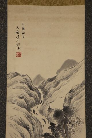 JAPANESE HANGING SCROLL ART Painting Sansui Landscape Asian antique E8028 3