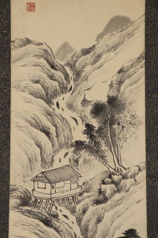 JAPANESE HANGING SCROLL ART Painting Sansui Landscape Asian antique E8028 4