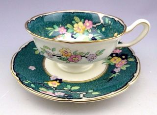 Vintage Royal Doulton England Green Tea Cup And Saucer