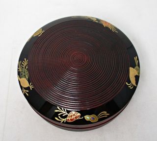 H553: Japanese covered bowl KASHIKI of lacquer ware with shell MAKIE 2
