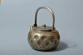 T247: Japanese Old Metal Finish hammer pattern TEAPOT Kyusu Sencha Tea Ceremony 2