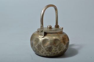 T247: Japanese Old Metal Finish hammer pattern TEAPOT Kyusu Sencha Tea Ceremony 3