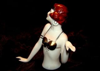 Half doll Figurine Mata Hari Sexy Half Doll Pincushion Arms Away Art Deco - German 2