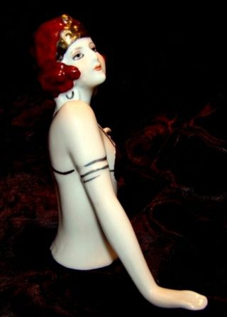 Half doll Figurine Mata Hari Sexy Half Doll Pincushion Arms Away Art Deco - German 3