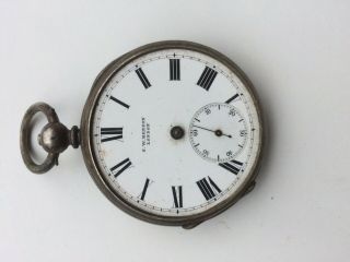 Pocket Watch J W Benson London,  Antique,  Fine Silver Case 0.  900
